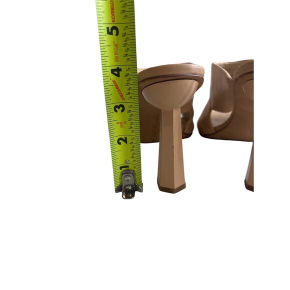 Vince Camuto Nude Blush Leather Mule Heels Size 7 Open Toe Block Heel - Picture 5 of 9